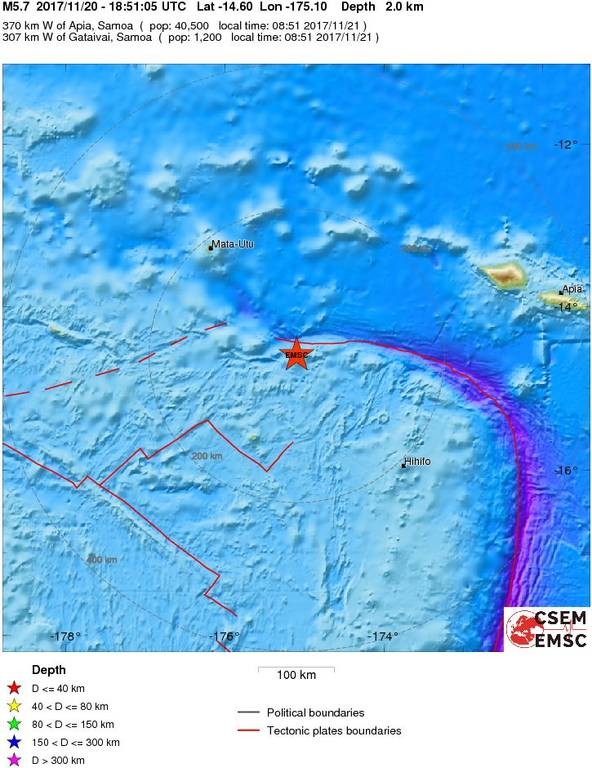 Ισχυρός σεισμός στα νησιά Σαμόα