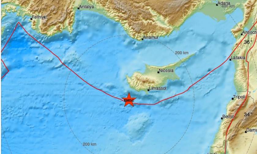 Σεισμός κοντά στην Κύπρο