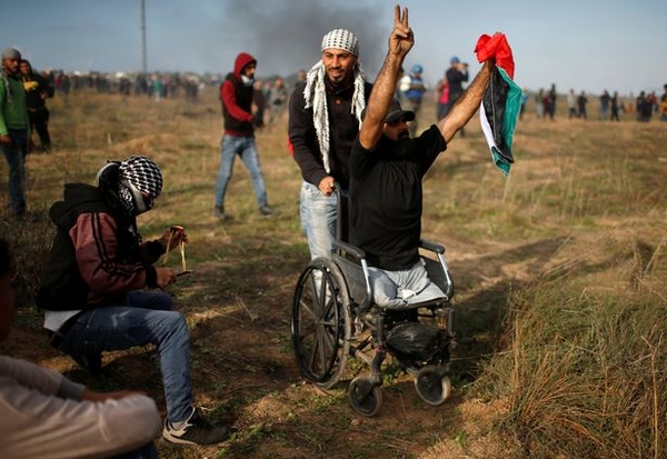 Wheelchair bound Palestinian demonstrator Ibraheem Abu Thuraya who according to medics was killed l 1