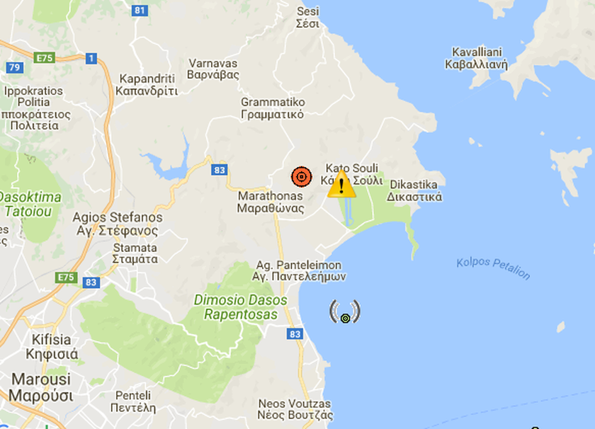 Σεισμός Αθήνα – Μαραθώνας: Δείτε το χάρτη με το επίκεντρο