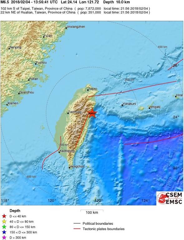 Ισχυρός σεισμός 6,5 Ρίχτερ συγκλόνισε την Ταϊβάν 