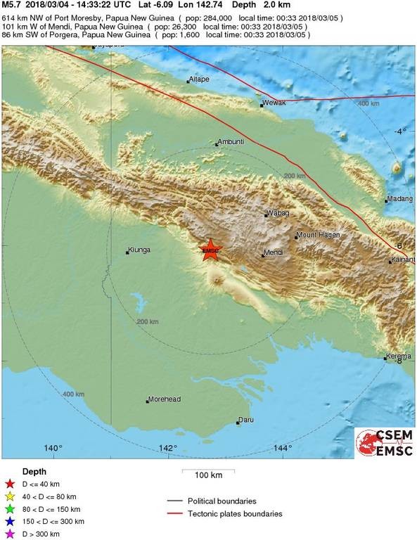 Ισχυρός σεισμός 6 Ρίχτερ στην Παπούα Νέα Γουινέα  