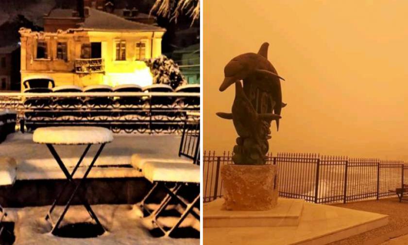 Ο καιρός… τρελάθηκε! Χιονίζει στη βόρεια Ελλάδα – Σαχάρα η Κρήτη