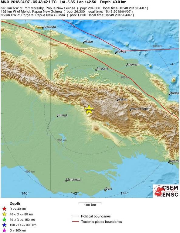 Ισχυρός σεισμός 6,3 Ρίχτερ ΤΩΡΑ στην Παπούα Νέα Γουινέα 