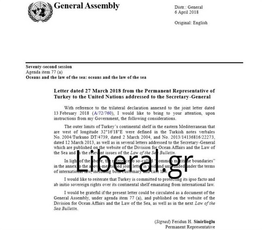 Θρασύτατη πρόκληση: Ο Ερντογάν αμφισβητεί με επιστολή στον ΟΗΕ την υφαλοκρηπίδα Ελλάδας και Κύπρου