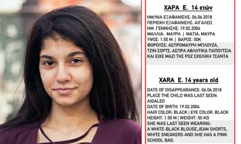 Βρέθηκε η 14χρονη Χαρά που είχε εξαφανιστεί στο Αιγάλεω