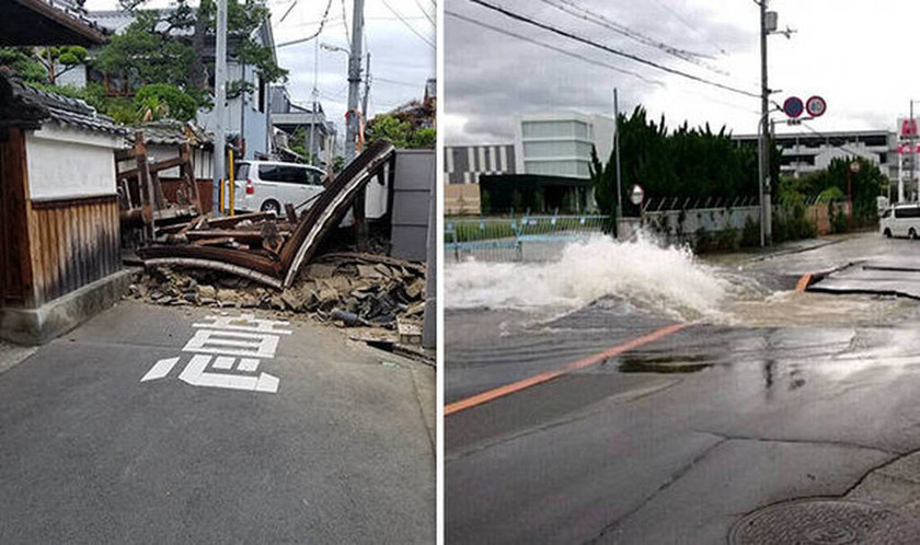 Ιαπωνία: Η στιγμή που ο φονικός σεισμός 6,1 βαθμών χτυπά την Οσάκα (vids+pics)