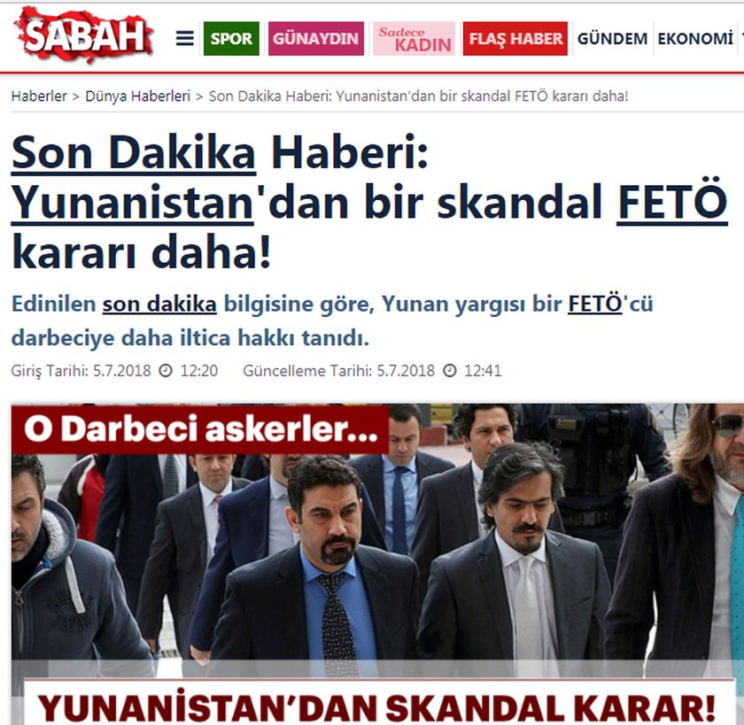 Τουρκικά ΜΜΕ: «Ελληνικό σκάνδαλο η χορήγηση ασύλου στον αρχηγό των Τούρκων πραξικοπηματιών» 