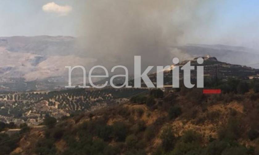 Σητεία: Σε ύφεση, αλλά με συνεχείς αναζωπυρώσεις η φωτιά στην περιοχή Αχλάδια (pics)