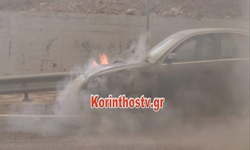 Φωτιά ΤΩΡΑ: Πανικός στην Αθηνών – Κορίνθου! Αυτοκίνητο τυλίχθηκε στις φλόγες