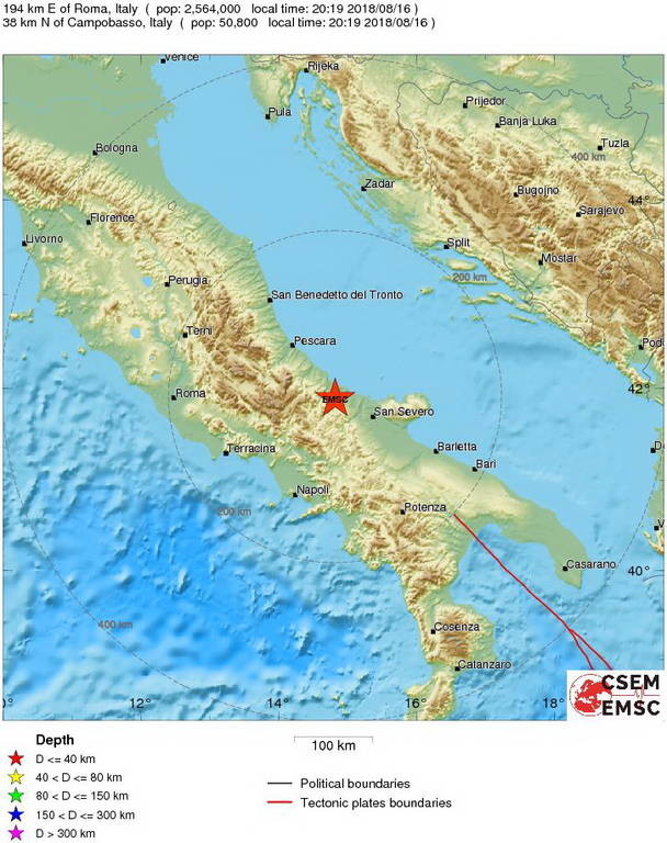 Σεισμός Ιταλία: 5,1 Ρίχτερ το μέγεθος του σεισμού περιφέρεια Μολίζε - Έχουν σημειωθεί ζημιές