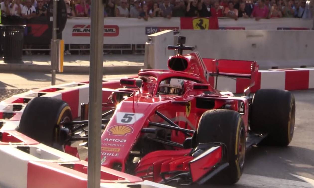 Μιλάνο: Γκάφα πρωταθλητή! Ο Φέτελ τράκαρε τη Ferrari σε αγώνα επίδειξης (video)