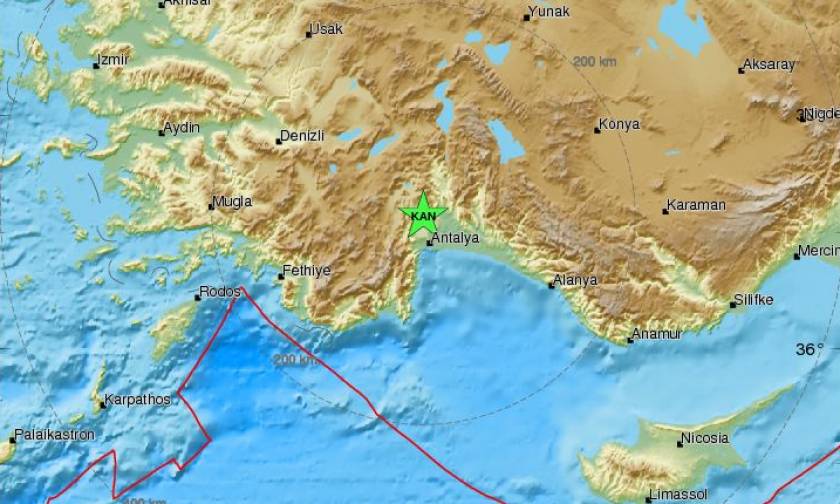 Τουρκία: Σεισμός 4,9 Ρίχτερ στην Αττάλεια