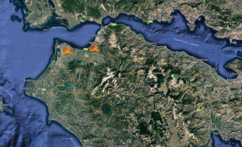 Φωτιά ΤΩΡΑ στην Αχαΐα: Σε εξέλιξη δύο πυρκαγιές σε Λιμνοχώρι και Καλλιθέα Πάτρας (χάρτης)