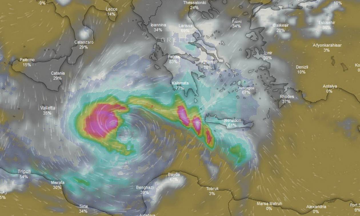Κακοκαιρία: Σχηματίστηκε ο κυκλώνας «Ζορμπάς» - Δείτε την απειλητική πορεία του (pics)