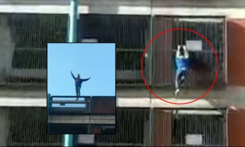 Γυναίκα σκαρφαλώνει στον 8ο όροφο πανύψηλου κτηρίου χωρίς καμία προστασία!