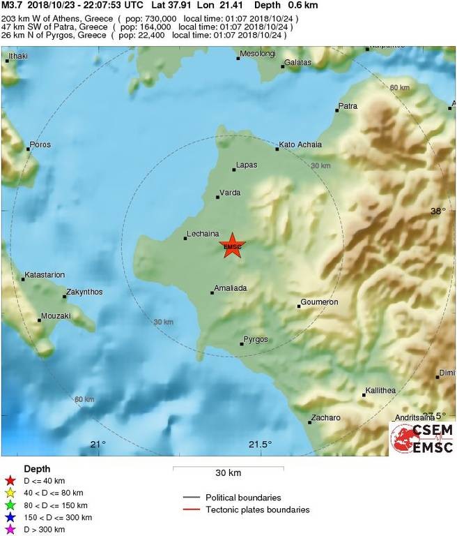 Σεισμός ΤΩΡΑ κοντά στην Ανδραβίδα (pics)