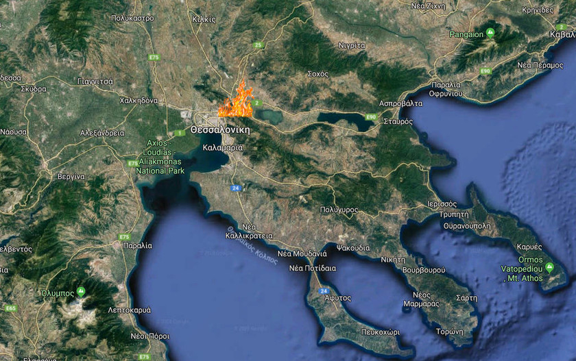 Φωτιά ΤΩΡΑ στο Φίλυρο Θεσσαλονίκης - Εκκενώθηκαν κατοικίες (χάρτης)