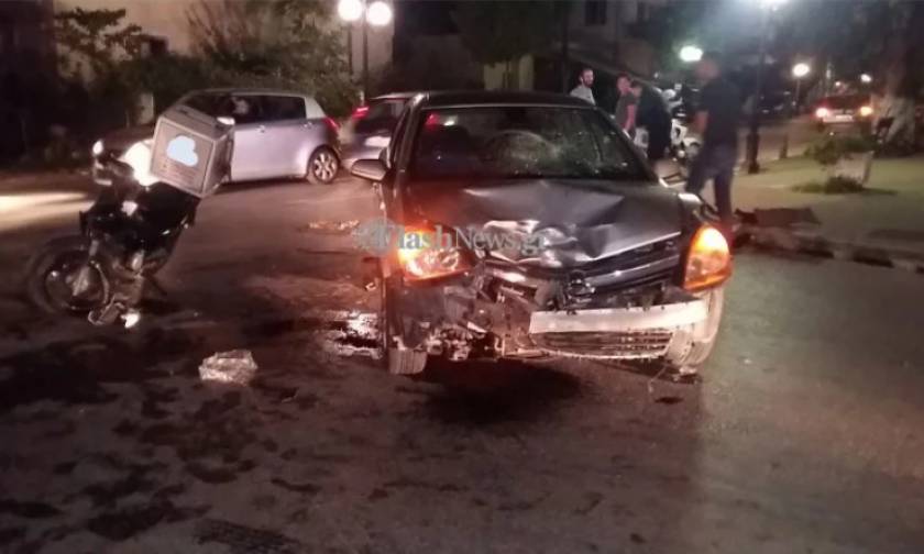 Σοβαρό τροχαίο στα Χανιά: Οδηγός ντελίβερι συγκρούστηκε με αυτοκίνητο (pics)