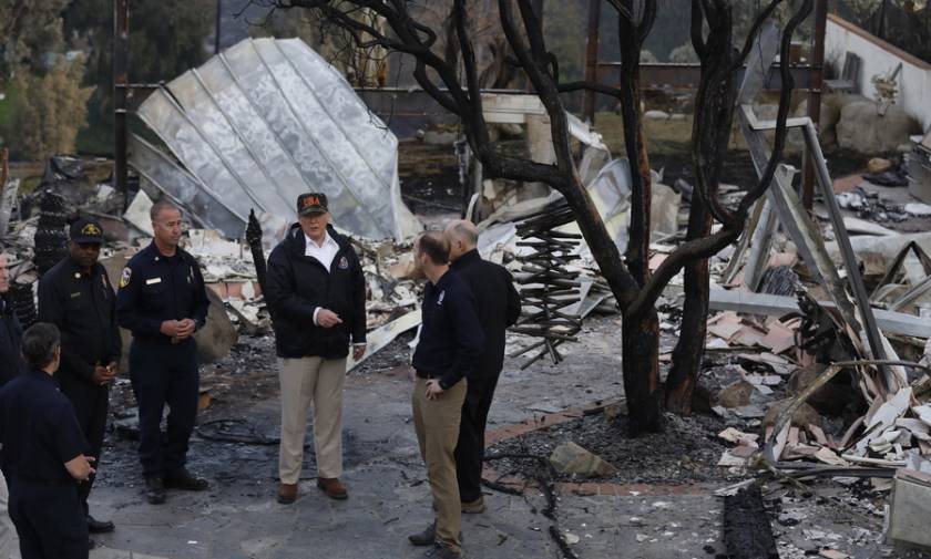 California wildfires: Trump visits state's deadliest blaze