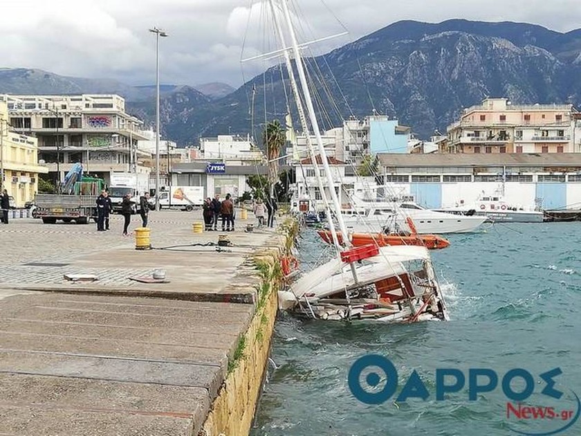 Απίστευτες εικόνες: Σκάφος βυθίζεται στο λιμάνι της Καλαμάτας (pics)