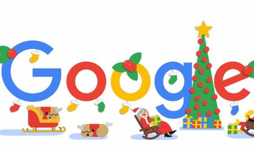 Καλά Χριστούγεννα! Ο ευχές της Google και το doodle για την ημέρα των Χριστουγέννων