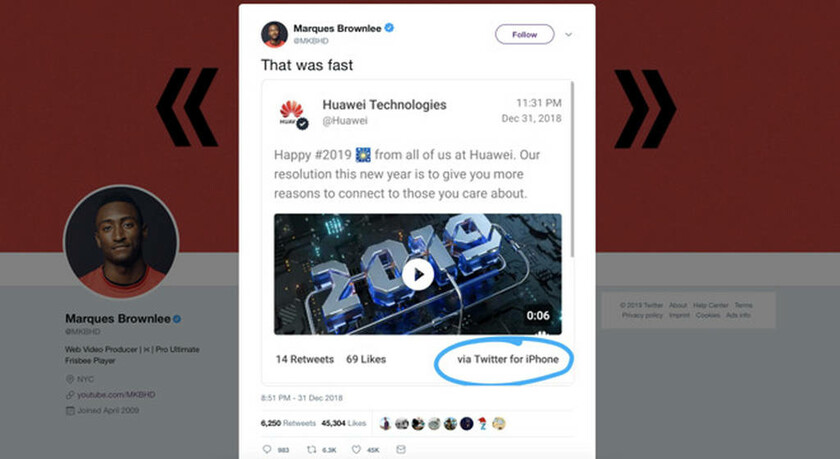 Νόμιζαν ότι τους κάνουν πλάκα! Η Huawei έστειλε τις ευχές της για το 2019 με... iPhone (Pic)