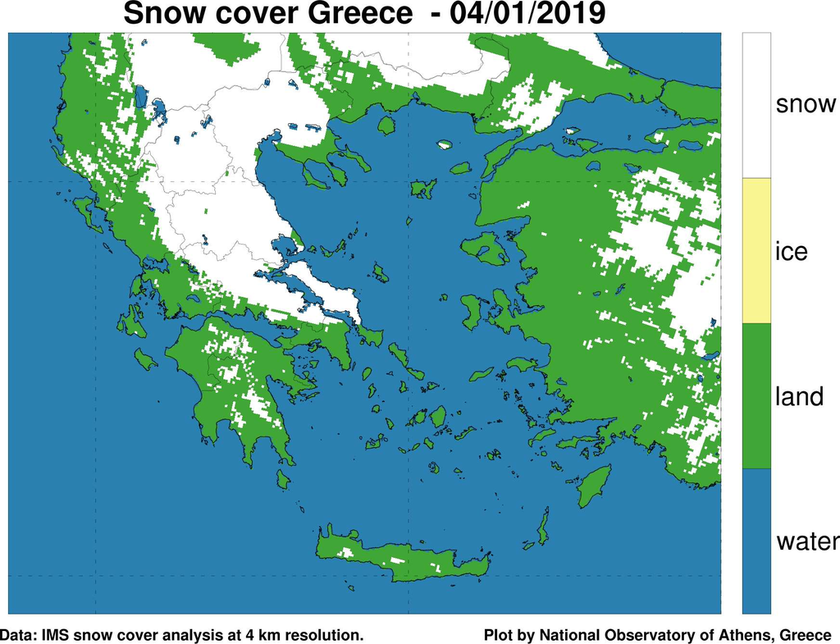 Καιρός: Περισσότερη από τη μισή Ελλάδα καλύφθηκε από χιόνι! Δείτε το χάρτη