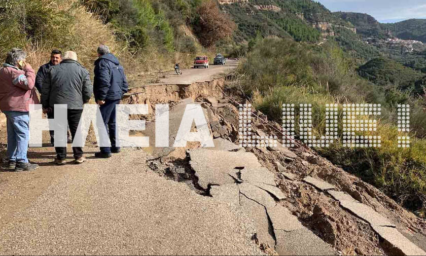 Κακοκαιρία: Μεγάλες καταστροφές στην Ηλεία - Κόπηκαν στα δύο δρόμοι (pics)