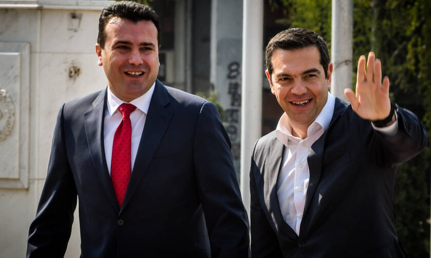 Tsipras warmly welcomed by Skopje's PM Zaev