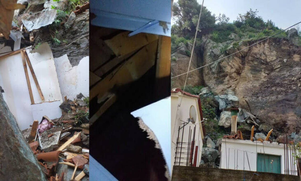 Νύχτα τρόμου στο Πλωμάρι: Κατολισθήσεις βράχων έβγαλαν τους κάτοικους στους δρόμους (pics)