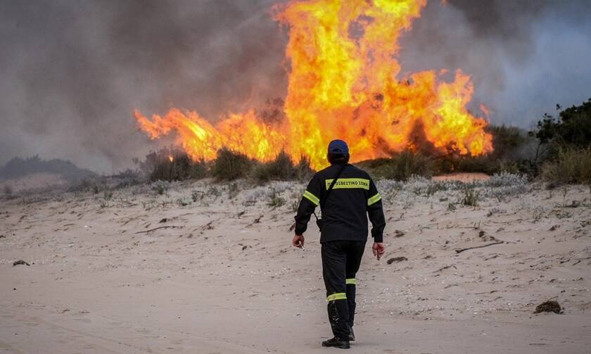 Μεγάλη πυρκαγιά σε δασική έκταση στα Μέγαρα Αττικής
