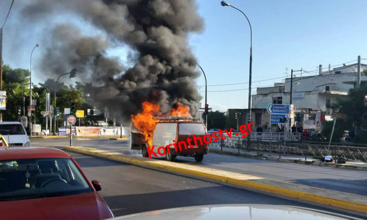Τρόμος στην παλαιά Εθνική οδό : Φορτηγό πήρε φωτιά εν κινήσει