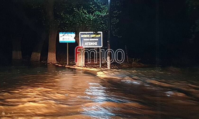 Κακοκαιρία «Γηρυόνης»: Προβλήματα από τη βροχή στη Λήμνο - Πλημμύρισαν χωριά (vids+pics)