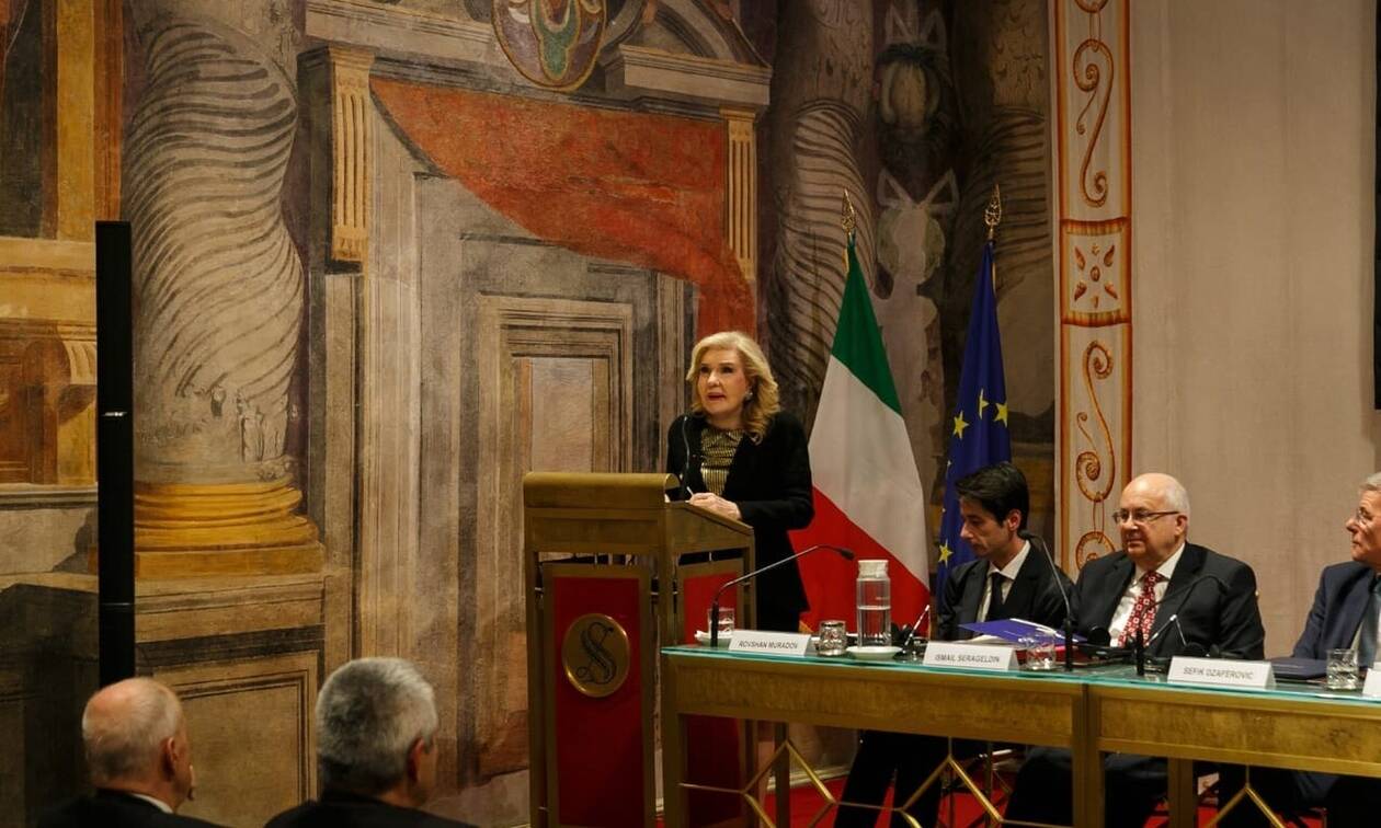 Ομιλία της Μαριάννας Βαρδινογιάννη στην Ιταλική Γερουσία