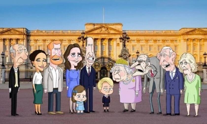 Η βρετανική βασιλική οικογένεια τώρα σε καρτούν