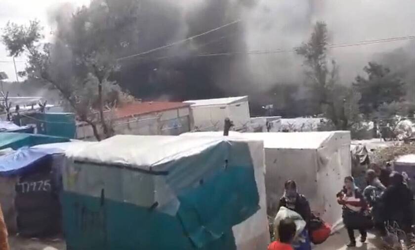 Μυτιλήνη: Πυρκαγιά ξέσπασε στο ΚΥΤ της Μόριας
