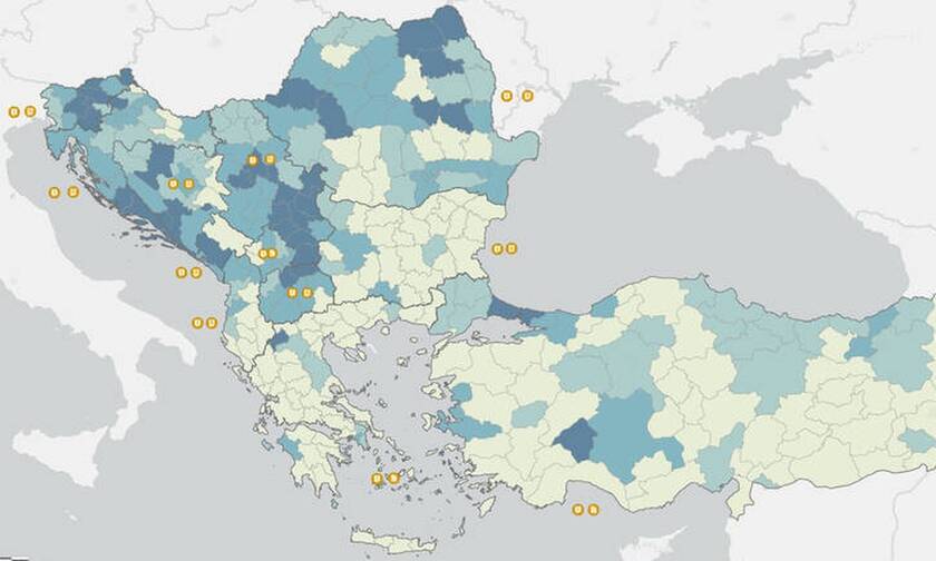 Κορονοϊός: Ένας διαδραστικός χάρτης για την εξέλιξη της νόσου στη γειτονιά της Ελλάδας