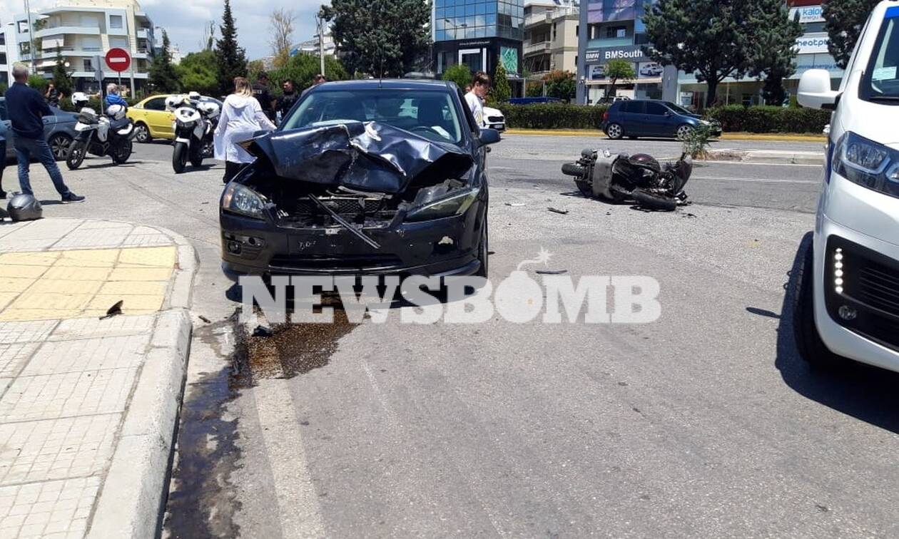 Τροχαίο στη Γλυφάδα: Τραυματίστηκε σοβαρά οδηγός μηχανής (pics)