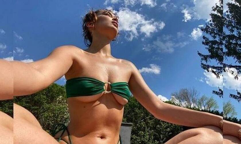 «Κόλαση» η Μπέλα Χαντίντ! Topless στην πισίνα (pics)
