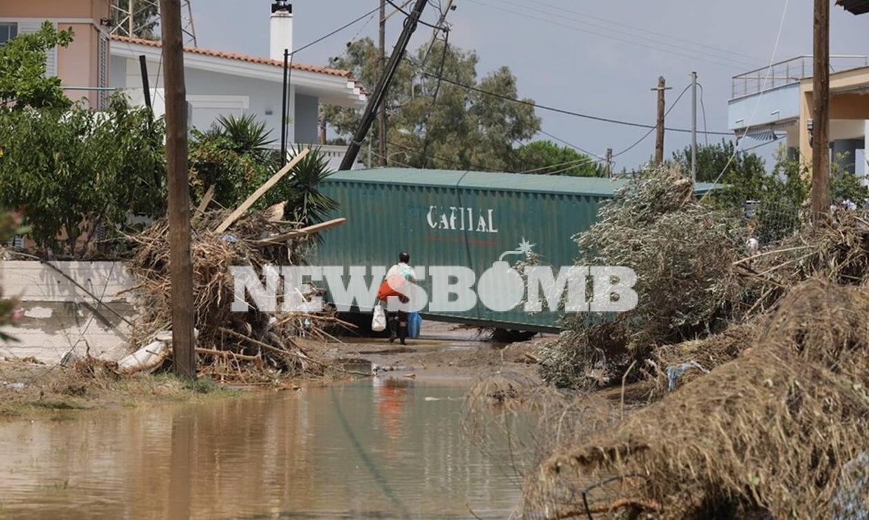 Πλημμύρες Εύβοια: Συγκλονιστικά πλάνα από drone δείχνουν την καταστροφή