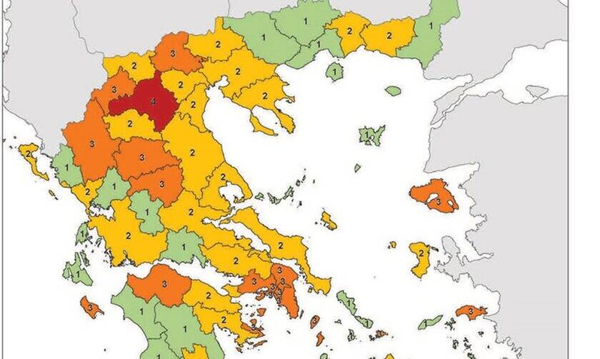 Κορονοϊός: Δείτε τον νέο χάρτη με τα επιδημιολογικά φορτία στην Ελλάδα