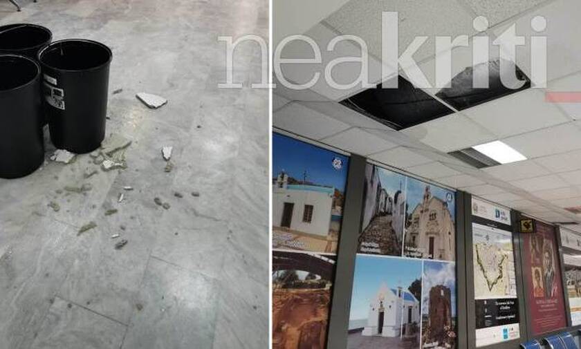 Κακοκαιρία - Ηράκλειο: Έπεσε το… ταβάνι στο αεροδρόμιο «Νίκος Καζαντζάκης» (pics)