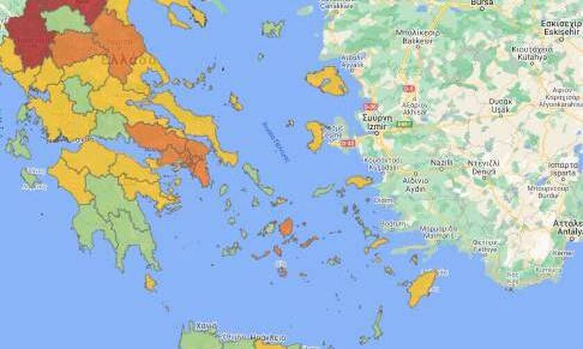 Κορονοϊός: Ποιες περιοχές ανεβαίνουν επίπεδο συναγερμού – 9 νέες ΠΕ στο «πορτοκαλί»