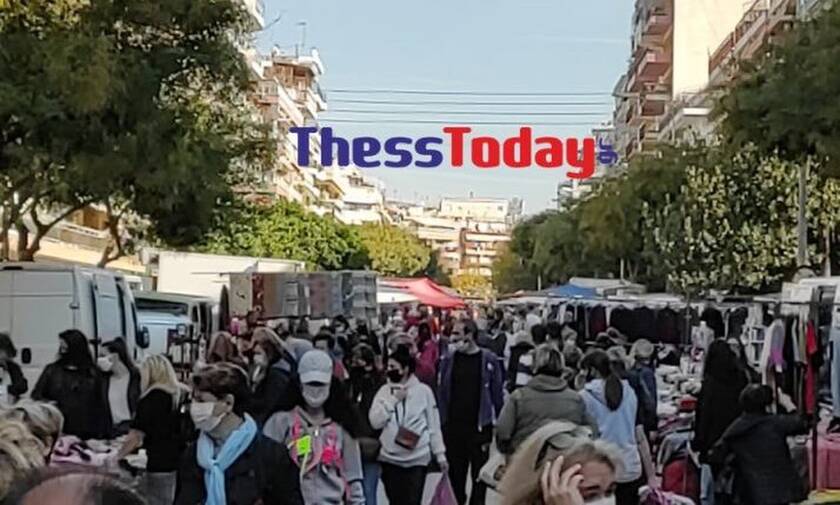 Θεσσαλονίκη – Lockdown: Ποιος κορονοϊός! «Χαμός» σε λαϊκή αγορά – Απίστευτος συνωστισμός (vid)