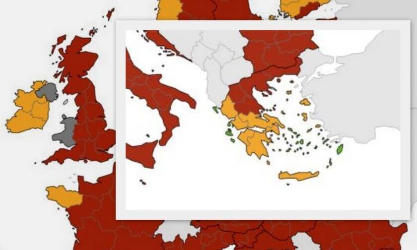 ECDC: Πορτοκαλί βάφτηκε ο χάρτης της Ελλάδας - Η κατάσταση σε όλη την Ευρώπη