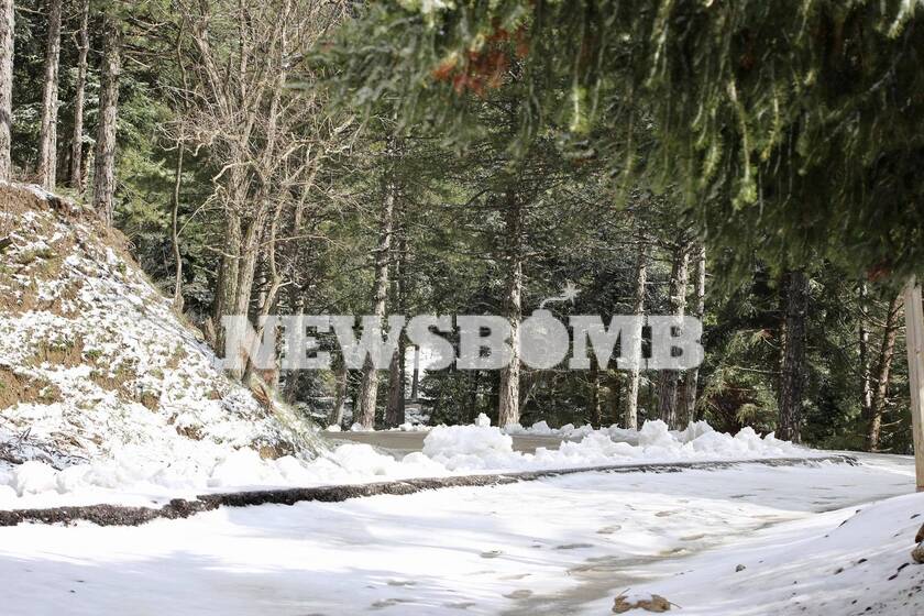 Κακοκαιρία «Λέανδρος»: Εικόνες από τη χιονισμένη Πάρνηθα - Το έστρωσε στο καταφύγιο Μπάφι (pics)