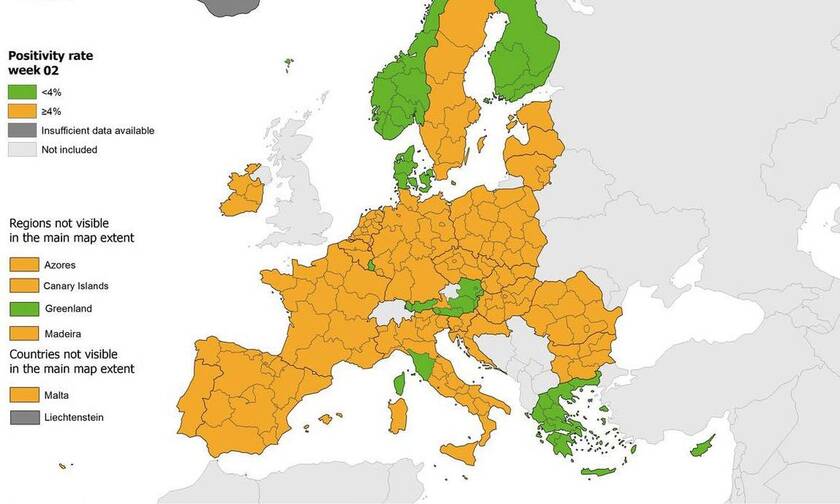 Greece still the only EU country with 'green' zones on ECDC pandemic map