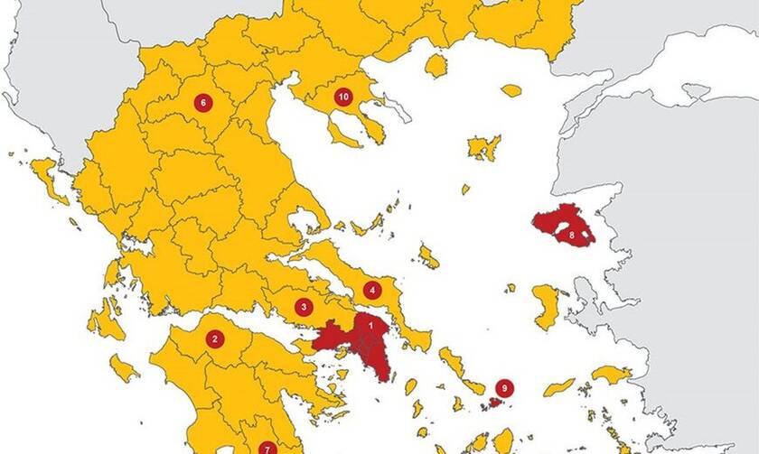 Κορoνοϊός: Αυτός είναι ο νέος επιδημιολογικός χάρτης της χώρας