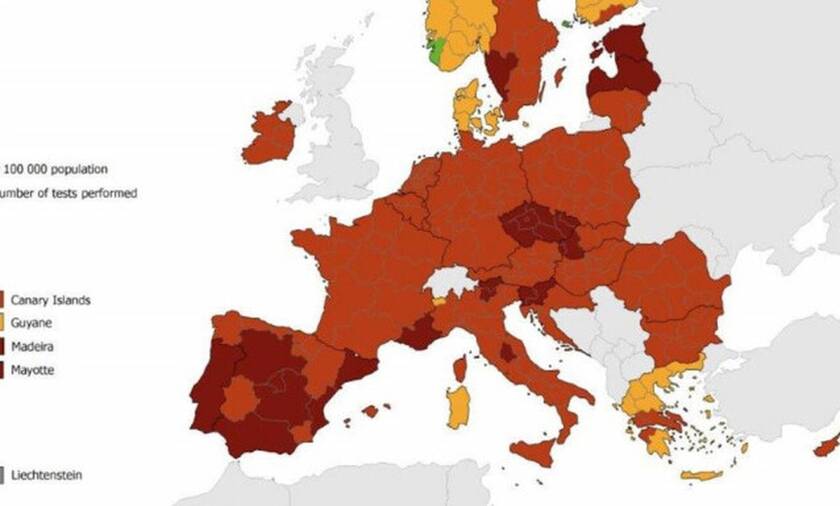 Χάρτης ECDC: Τέλος το «πράσινο» για την Ελλάδα - Ποιες περιοχές είναι «κόκκινες»